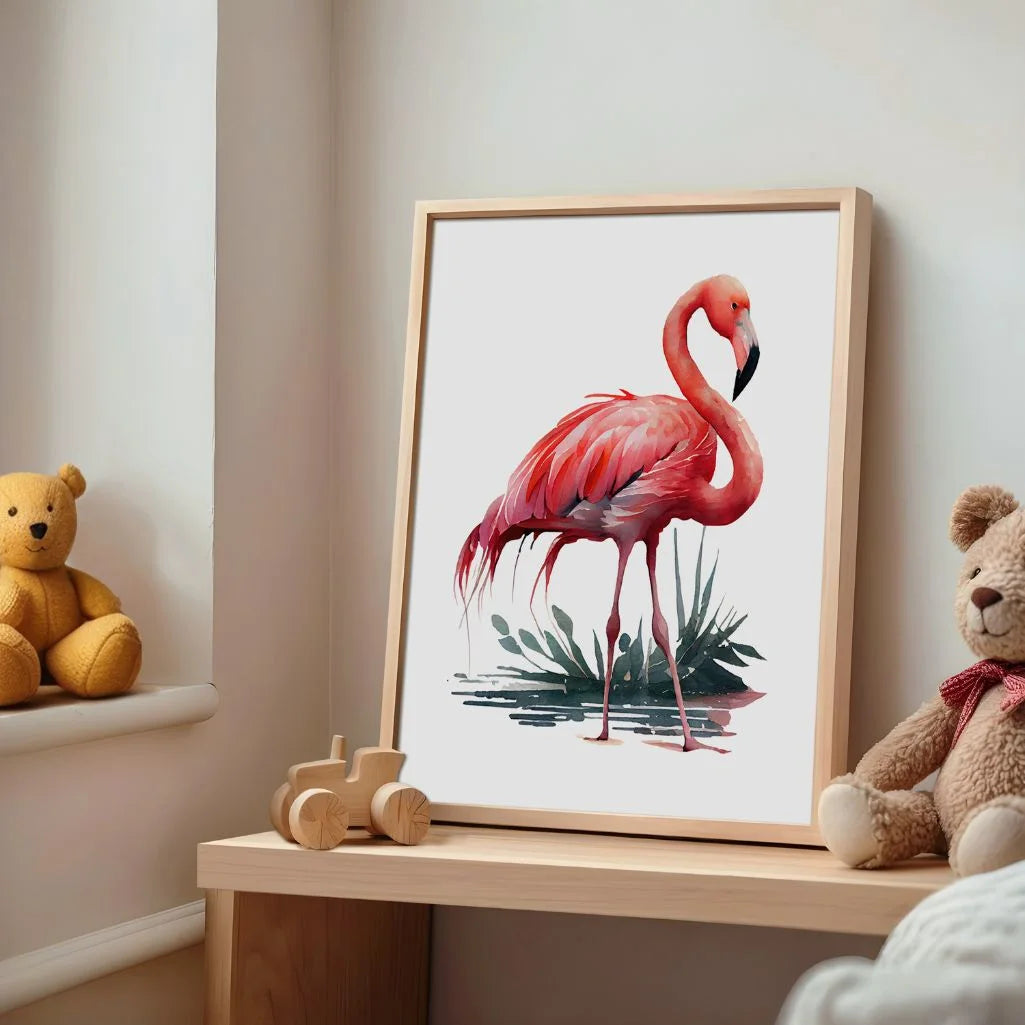pink flamingo poster living room wall decor