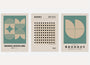 bauhaus poster set of 3 with sage green and beige geometric grids and concentric arcs
