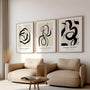 Scandinavian style line art poster set in neutral black and beige for calm interior