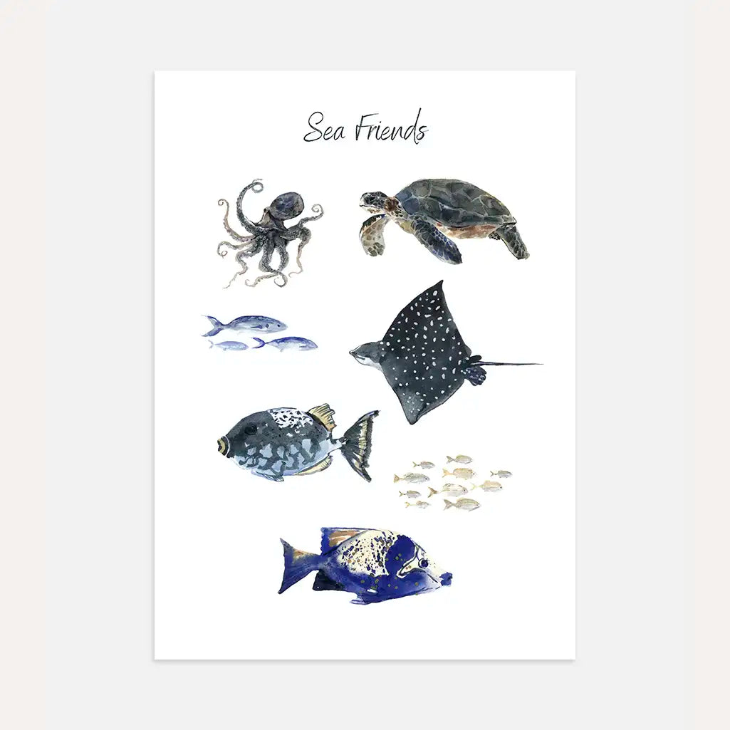 sea friends poster kids wall art