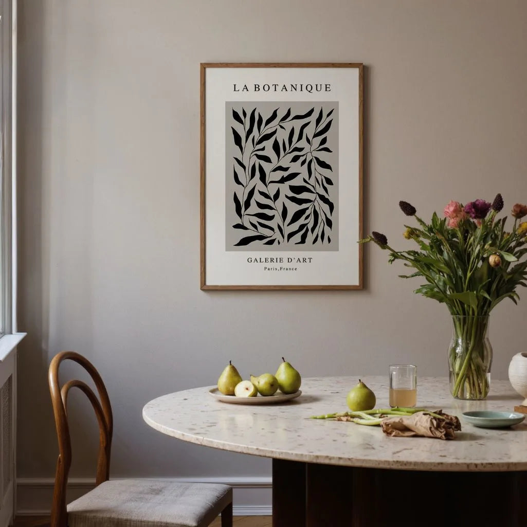 botanische silhouette poster im schlafzimmer minimalistische wandkunst grau schwarz