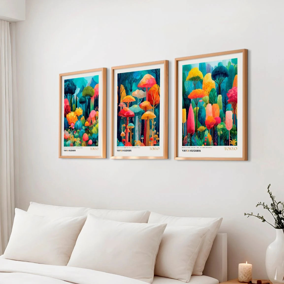 surreal forest poster set colorful artistic bedroom decor