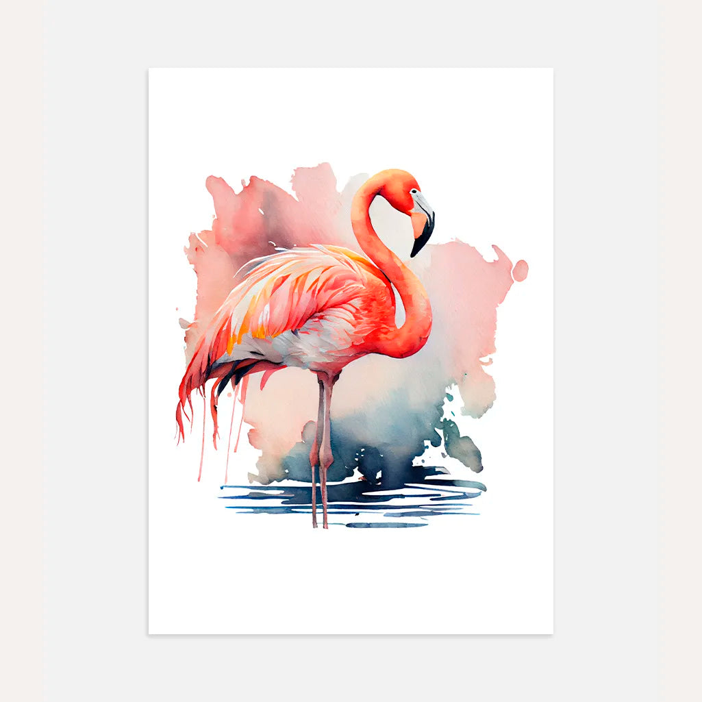 watercolor flamingo poster pink wall art