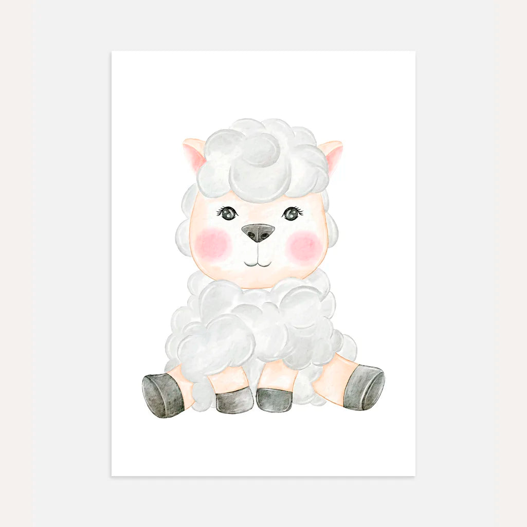 watercolor lamb poster kids wall art