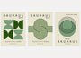 bauhaus poster set of 3 with green organic geometric rhythm