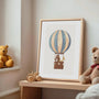 woodland animal balloon poster kids bedroom wall art