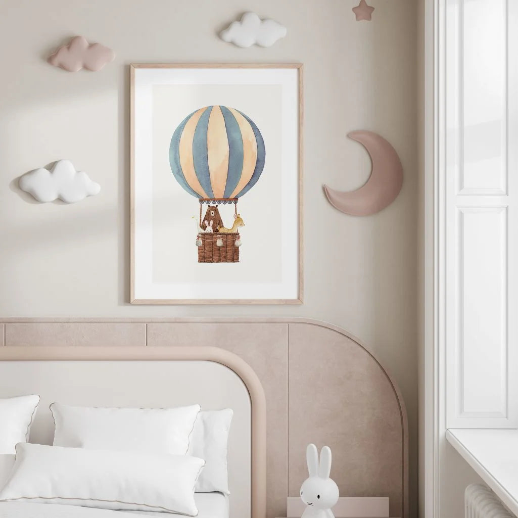 woodland animal balloon poster kids gallery wall